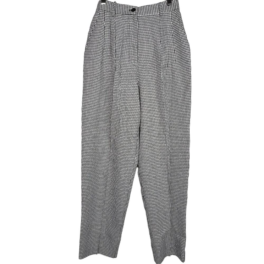 Vintage Casual Corner Houndstooth High Waited Pleat Front Trousers XS